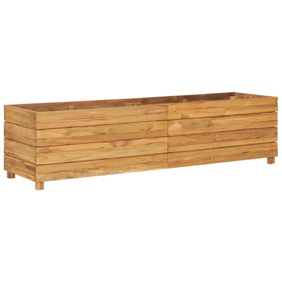 Korotettu kukkalaatikko 150x40x38 cm kierrätetty tiikki/teräs - Vuodevaatteet