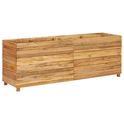 Korotettu kukkalaatikko 150x40x55 cm kierrätetty tiikki/teräs - Vuodevaatteet