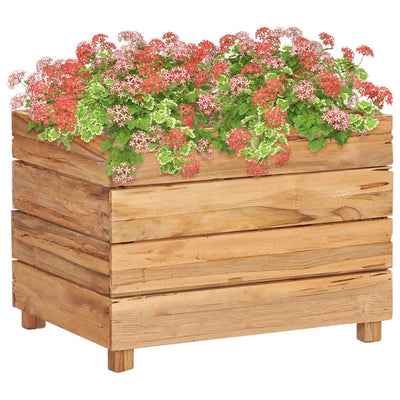 Korotettu kukkalaatikko 50x40x38 cm kierrätetty tiikki ja teräs - Vuodevaatteet