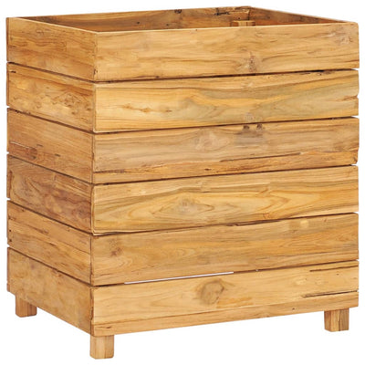 Korotettu kukkalaatikko 50x40x55 cm kierrätetty tiikki ja teräs - Vuodevaatteet