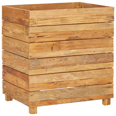 Korotettu kukkalaatikko 50x40x55 cm kierrätetty tiikki ja teräs - Vuodevaatteet