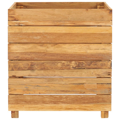 Korotettu kukkalaatikko 50x40x55 cm kierrätetty tiikki ja teräs - Vuodevaatteet