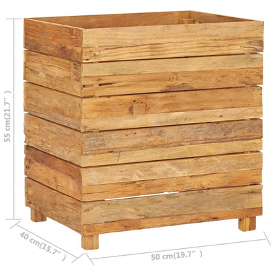 Korotettu kukkalaatikko 50x40x55 cm kierrätetty tiikki ja teräs - Vuodevaatteet