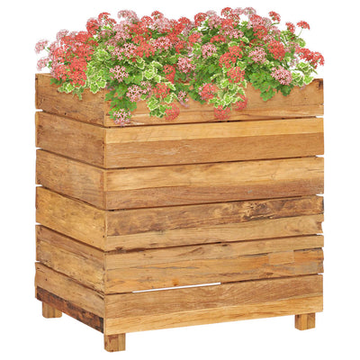 Korotettu kukkalaatikko 50x40x55 cm kierrätetty tiikki ja teräs - Vuodevaatteet