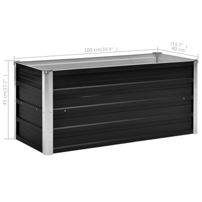 Korotettu kukkalaatikko antrasiitti 100x40x45 cm galv. teräs - Vuodevaatteet