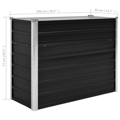 Korotettu kukkalaatikko antrasiitti 100x40x77 cm galv. teräs - Vuodevaatteet