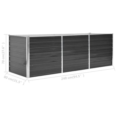 Korotettu kukkalaatikko antrasiitti 240x80x77 cm galv. teräs - Vuodevaatteet