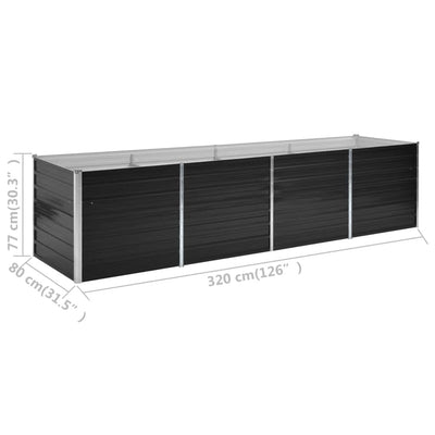 Korotettu kukkalaatikko antrasiitti 320x80x77 cm galv. teräs - Vuodevaatteet