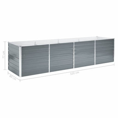 Korotettu kukkalaatikko galvanoitu teräs 320x80x77 cm harmaa - Vuodevaatteet