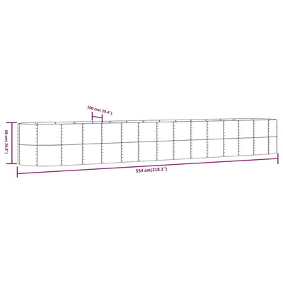 Korotettu kukkalaatikko hopea 554x100x68cm jauhemaalattu teräs - Vuodevaatteet