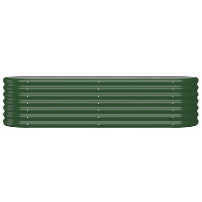 Korotettu kukkalaatikko jauhemaalattu teräs 152x40x36 cm vihreä - Vuodevaatteet