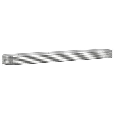 Korotettu kukkalaatikko jauhemaalattu teräs 544x100x36 cm hopea - Vuodevaatteet