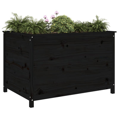 Korotettu kukkalaatikko musta 119,5x82,5x78 cm täysi mänty - Vuodevaatteet