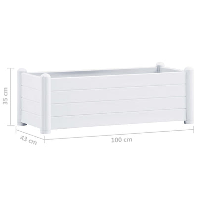 Korotettu kukkalaatikko PP valkoinen 100x43x35 cm - Vuodevaatteet