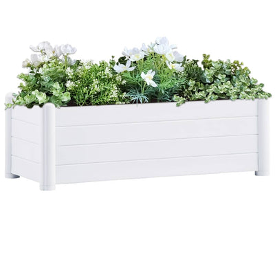 Korotettu kukkalaatikko PP valkoinen 100x43x35 cm - Vuodevaatteet