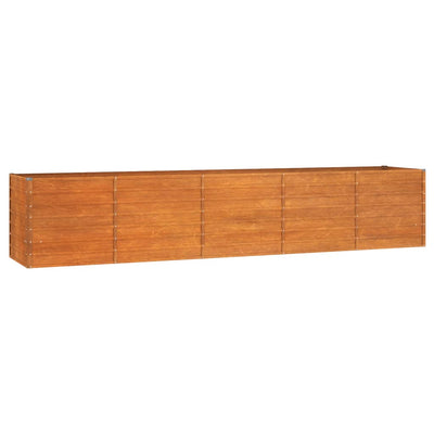 Korotettu kukkalaatikko ruoste 400x80x77 cm Corten teräs - Vuodevaatteet