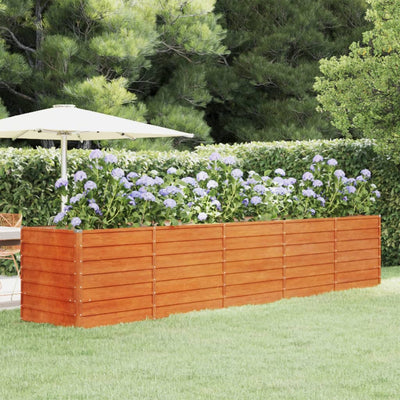 Korotettu kukkalaatikko ruoste 400x80x77 cm Corten teräs - Vuodevaatteet