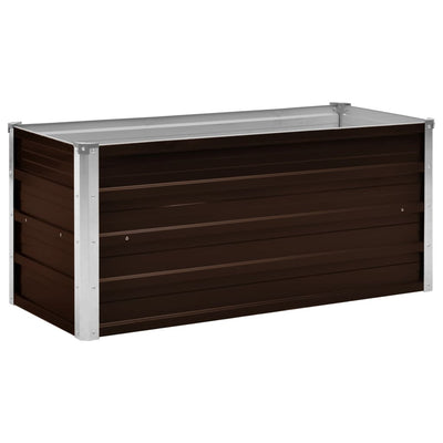 Korotettu kukkalaatikko ruskea 100x40x45 cm galvanoitu teräs - Vuodevaatteet