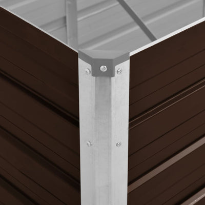 Korotettu kukkalaatikko ruskea 100x40x77 cm galvanoitu teräs - Vuodevaatteet