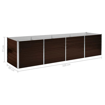 Korotettu kukkalaatikko ruskea 320x80x77 cm galvanoitu teräs - Vuodevaatteet