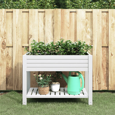 Korotettu kukkalaatikko valkoinen 110x45x79 cm polypropeeni - Vuodevaatteet