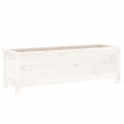 Korotettu kukkalaatikko valkoinen 119,5x40x39 cm täysi mänty - Vuodevaatteet