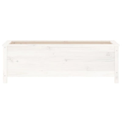 Korotettu kukkalaatikko valkoinen 119,5x40x39 cm täysi mänty - Vuodevaatteet