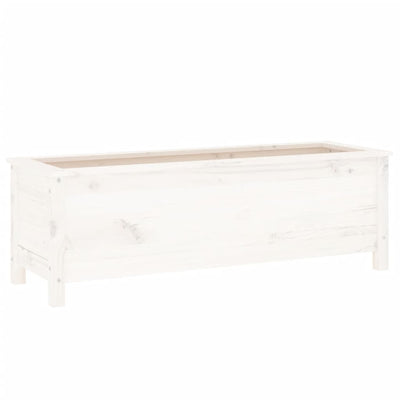 Korotettu kukkalaatikko valkoinen 119,5x40x39 cm täysi mänty - Vuodevaatteet