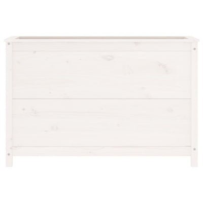 Korotettu kukkalaatikko valkoinen 119,5x40x78 cm täysi mänty - Vuodevaatteet