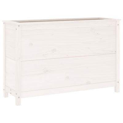 Korotettu kukkalaatikko valkoinen 119,5x40x78 cm täysi mänty - Vuodevaatteet