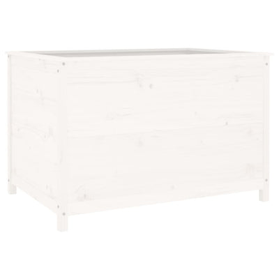 Korotettu kukkalaatikko valkoinen 119,5x82,5x78 cm täysi mänty - Vuodevaatteet
