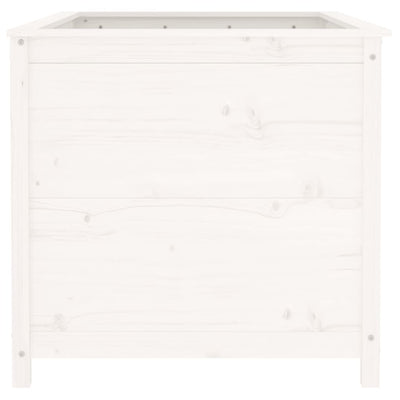 Korotettu kukkalaatikko valkoinen 119,5x82,5x78 cm täysi mänty - Vuodevaatteet