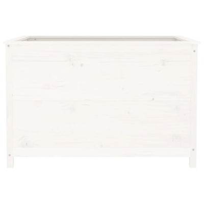 Korotettu kukkalaatikko valkoinen 119,5x82,5x78 cm täysi mänty - Vuodevaatteet