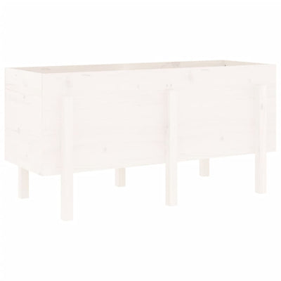 Korotettu kukkalaatikko valkoinen 121x50x57 cm täysi mänty - Vuodevaatteet
