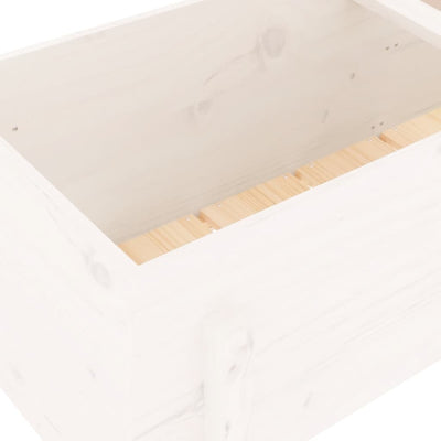 Korotettu kukkalaatikko valkoinen 121x50x57 cm täysi mänty - Vuodevaatteet