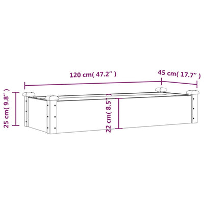 Korotettu kukkalaatikko vuorauksella 120x45x25 cm täysi kuusi - Vuodevaatteet