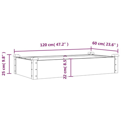 Korotettu kukkalaatikko vuorauksella 120x60x25 cm täysi kuusi - Vuodevaatteet