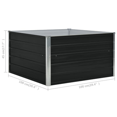 Korotettu puutarhalaatikko 100x100x45 cm galvanoitu teräs - Vuodevaatteet