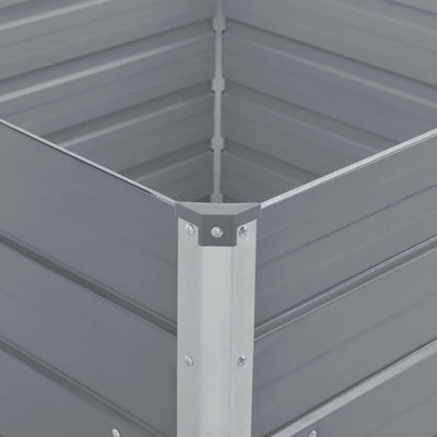Korotettu puutarhalaatikko 100x100x45cm galvanoitu teräs harmaa - Vuodevaatteet