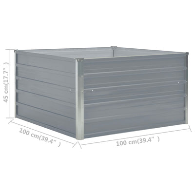 Korotettu puutarhalaatikko 100x100x45cm galvanoitu teräs harmaa - Vuodevaatteet