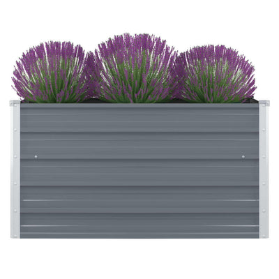 Korotettu puutarhalaatikko 100x100x45cm galvanoitu teräs harmaa - Vuodevaatteet