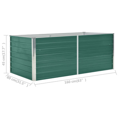 Korotettu puutarhalaatikko 160x80x45 cm galvanoitu teräs vihreä - Vuodevaatteet