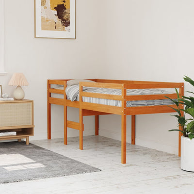 Korotettu sänky vahanruskea 75x190 cm täysi mänty