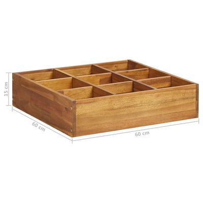 Korotettu yrttikukkalaatikko täysi akasiapuu 60x60x15 cm - Vuodevaatteet
