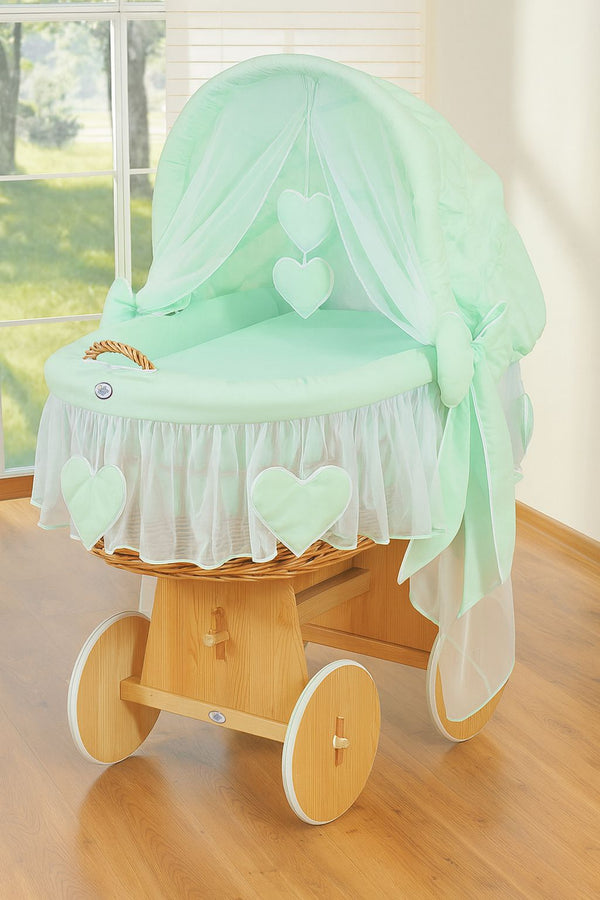 My Sweet Baby - Amelie korikehto hupulla, luonnollinen + mintunvihreä vuodevaatesetti