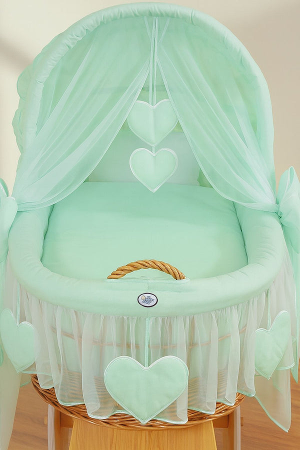 My Sweet Baby - Amelie korikehto hupulla, luonnollinen + mintunvihreä vuodevaatesetti