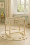 My Sweet Baby - Boho puuvillainen nuken kantokori kehdolla - vaalea beige