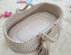 My Sweet Baby - Boho puuvillainen nuken kantokori kehdolla - vaalea beige
