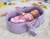 My Sweet Baby - Boho puuvillainen nuken kantokori kehdolla - violetti