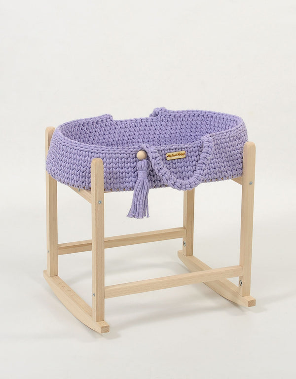 My Sweet Baby - Boho puuvillainen nuken kantokori kehdolla - violetti